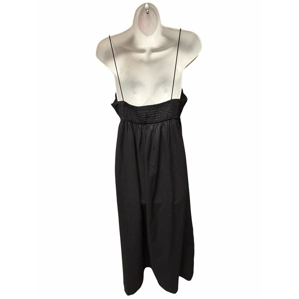 C/Me (Commense) Black Embroidered Midi Dress Spaghetti Strap Cotton Size M NWT - Picture 4 of 8
